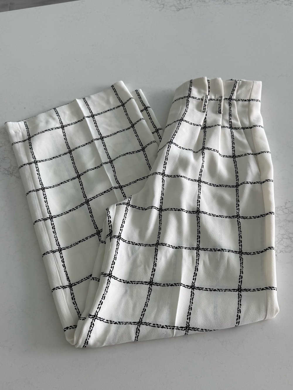 Express White Grid Windowpane Trousers